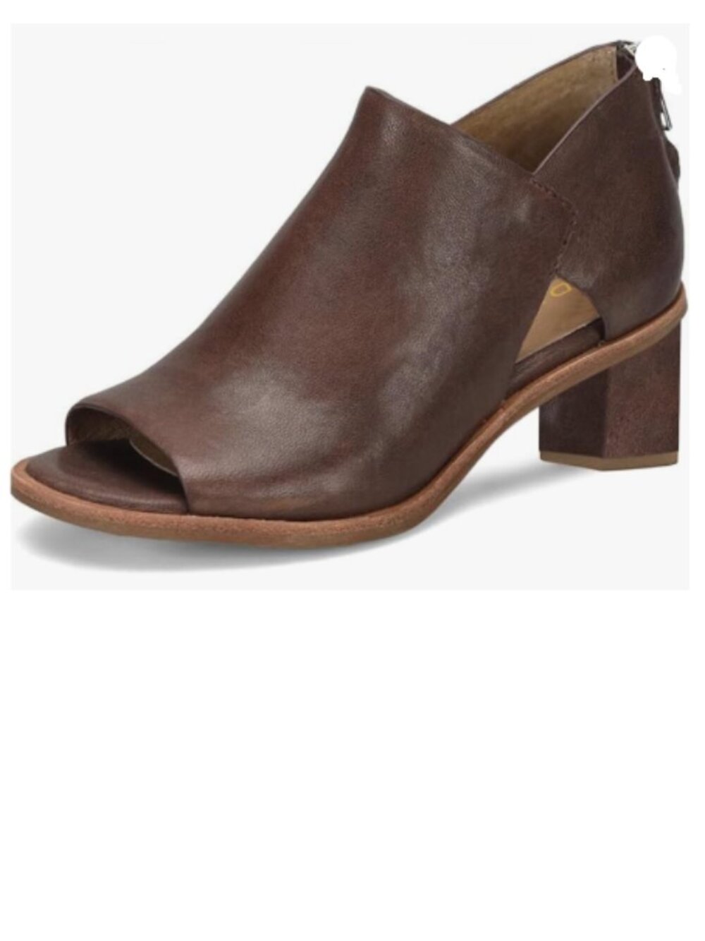 YDN Brown Peep Toe Low Block Heels Back Zipper Sandal Ankle Boots Comfy Shoes